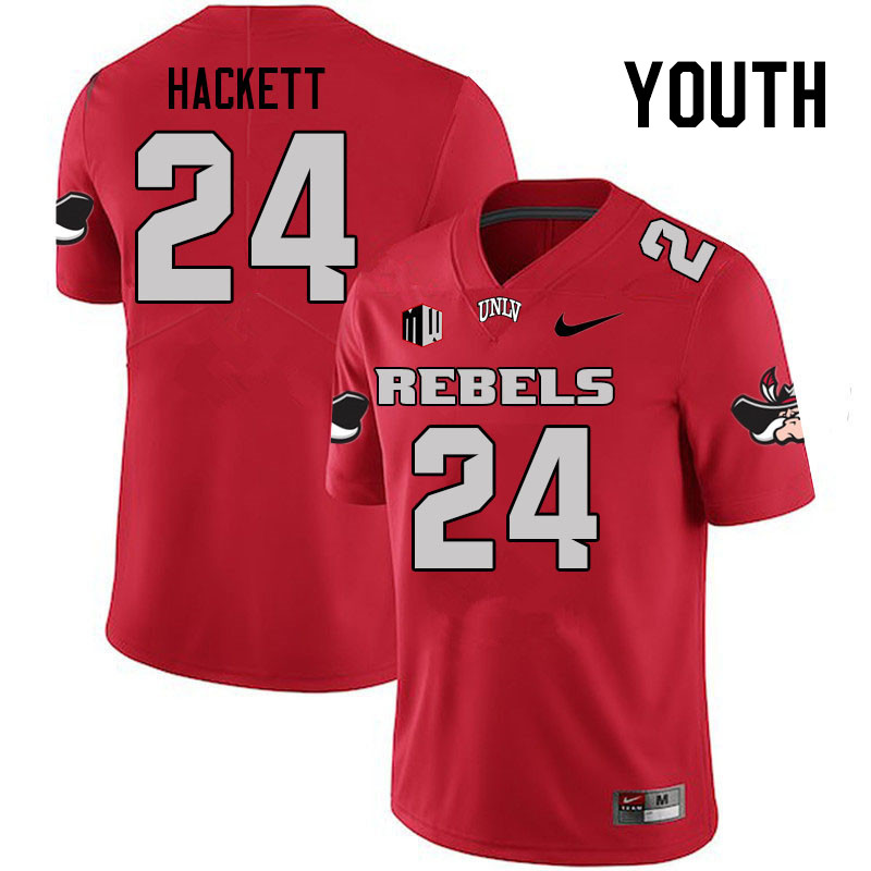 Youth #24 Isaiah Hackett UNLV Rebels College Football Jerseys Stitched Sale-Scarlet